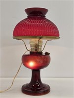 PIDGEON BLOOD ALADDIN LAMP WITH CASE GLASS SHADE