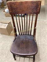 Antique Pressed Back Wood Chair