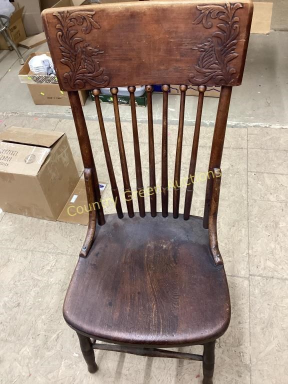 Antique Pressed Back Wood Chair