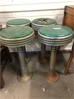 Set of 4 soda fountain stools, cracks in vinyl