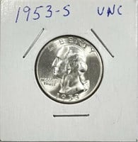 1953-S BU 90% Silver Washington Quarter
