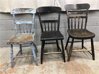 3 ANTIQUE COOP CHAIRS