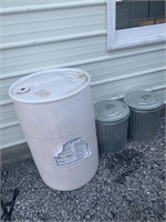2- Aluminum 10 Gal. Trash Cans, Plastic Barrels