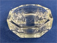 Vintage Clear Glass Octagon ashtray with “Coral