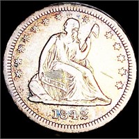 1842-O Seated Liberty Quarter ABOUT UNC