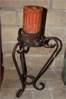 Candle holder with candle, 17" tall