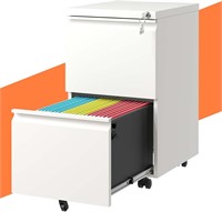 $130  2-Drawer Mobile File Cabinet with Lock, Whit