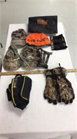 Camo hats, under armor hunting gloves, forearm