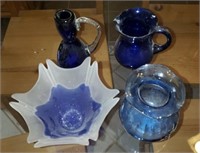 Blue Candle Holder, Small Pitcher, Etc