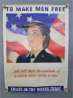 Authentic Wwii Waves Recruiting Poster