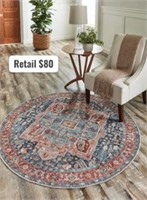 Allen + Roth Latica 5x5 Rust Round Area Rug