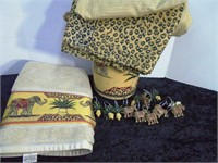 Elephant & Safari Themed Bath Accessories Lot