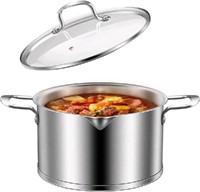 5L Stainless Steel Induction Stock Pot with Glass