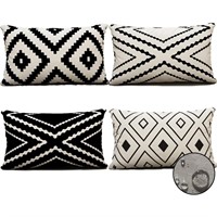 Outdoor Black White Pillow Cover Waterproof, Boho