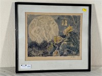 Gnomes Glaring at Moon signed Walt Huber '35