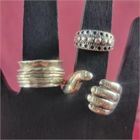Three .925 Silver Rings sz 5-11, 1.01ozTW
