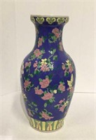 Large ceramic porcelain mantle vase with vibrant