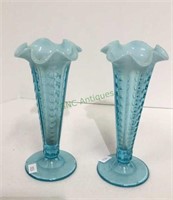 Beautiful pair of vintage concave columns blue