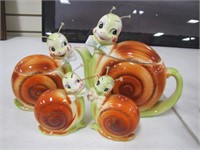 4 pc little tea set of snails