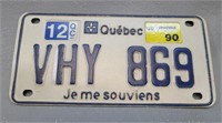 Quebec Motorcycle Plate