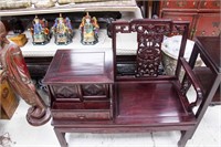 Chinese Rosewood Chair with Drawer Table