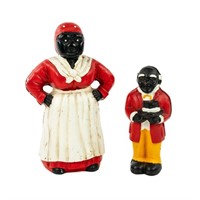 Pair of Black Americana Mammy and Mose Cast Iron B