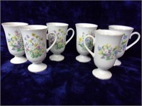 Set of 6 Porcelain Transfereware Cocoa Mugs