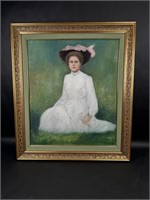 Portrait of Women in White Dress in Field