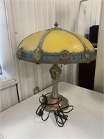 Antique Slag Glass Type Table Lamp