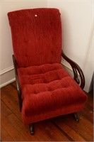 VINTAGE RED VELVET ROCKING CHAIR