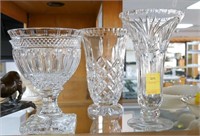 3 CRYSTAL VASES