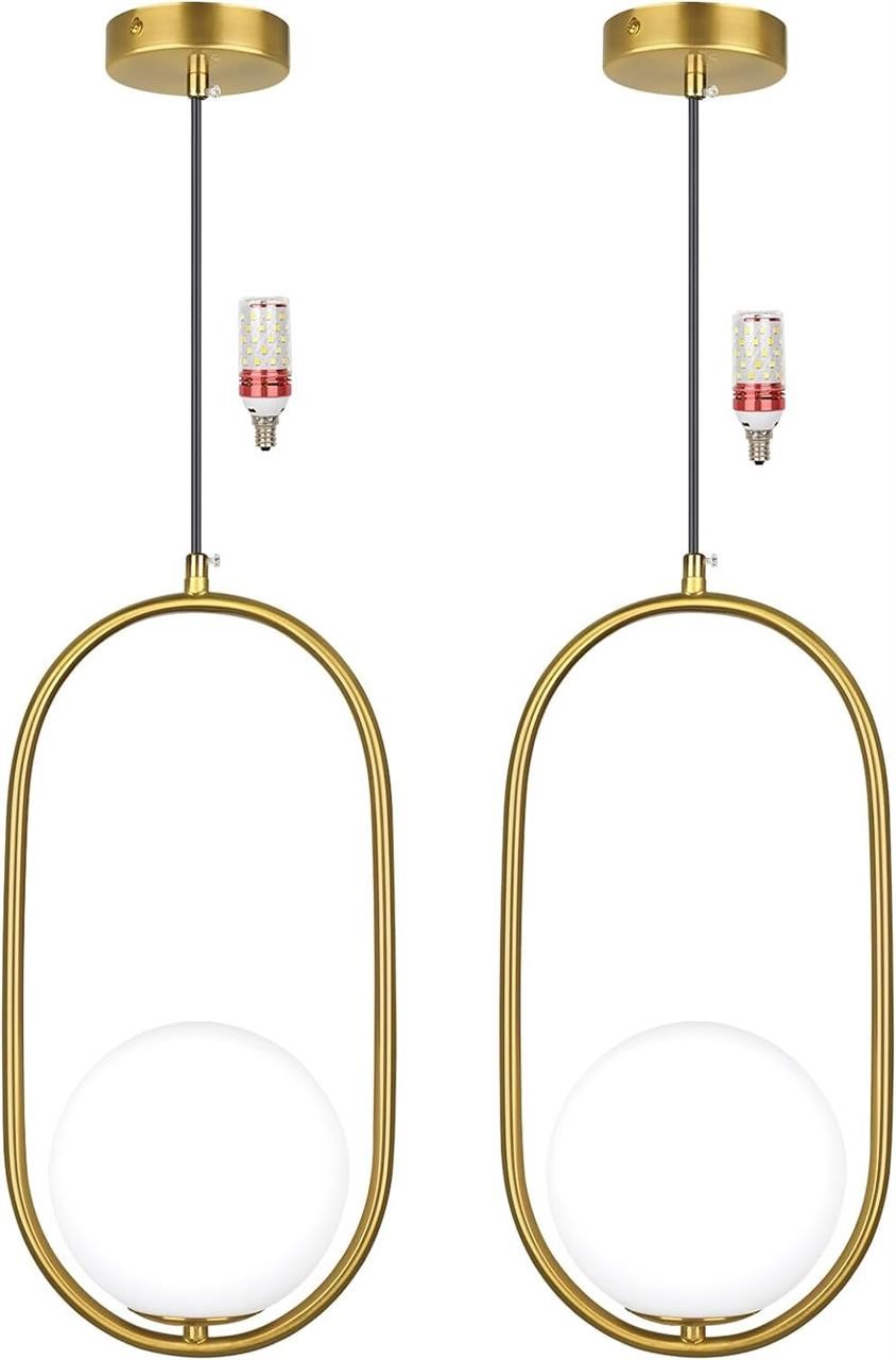 2-Pack Gold Pendant Lights  Adjustable Height