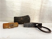 Antique cast iron axe heads and more