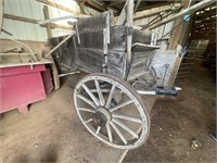 Wagon Wood Box & Seat on Frame/Wheels