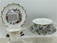 Mother and Dad collectors plate with poem and tea