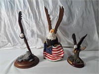 3 American Eagle Figurines