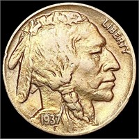 1937-D 3 Leg Buffalo Nickel CHOICE AU