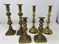 6-Brass Candlesticks (Tallest is 9 1/2" H)