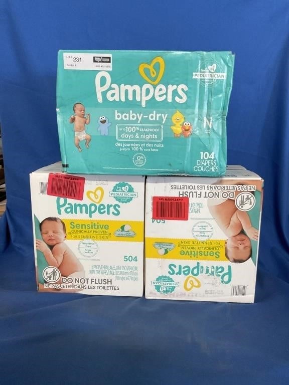 1 LOT (3) ASSORTED DIAPERS/BABY WIPES ** NEW **