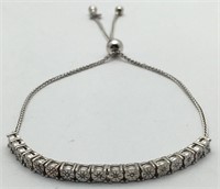 Sterling Silver Italian Diamond Bracelet