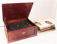 Record Player w/ Vintage Records, See Photos