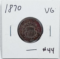1870  Shield Nickel   VG
