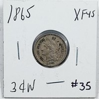 1865  Three Cent Nickel   XF-45