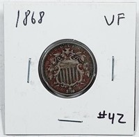 1868  Shield Nickel   VF
