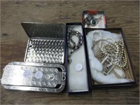 LOT  COSTUME JEWELLERY, CIGARETTE HOLDER,RAZOR