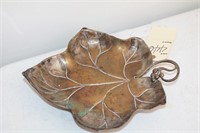 Large vintage silver plated leaf tray