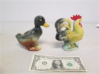 Vintage Rooster Figurine & Royal Copley Duck