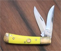 2 blade yellow handle pocket knife