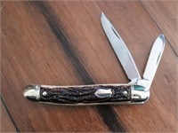 2 blade brown handle pocket knife