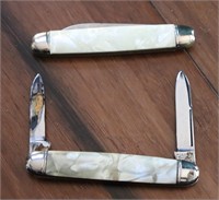 2 pearly handle pocket knives